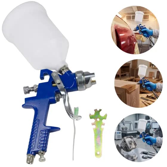 Pistola De Pintura Gravidade Hvlp Azul Bico de 1.4mm Copo 600ml Profissional Belffe