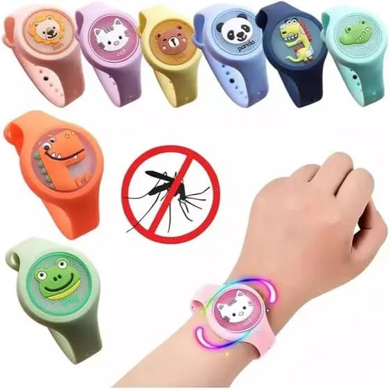 Pulseira Repelente Infantil Anti Mosquitos Dengue Pernilongo estampa de desenho animado luminoso