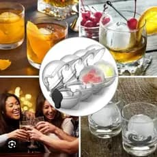 Forma De Gelo Redonda 4 Bolas de Gelo Em Formato De Esfera Para Cocktail whisk gin Reutilizável ice