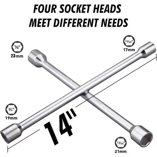 Chave De Roda Cruz 17-19-21-23mm Profissional 4 Bocas Universal Ferramenta Pronta Entrega