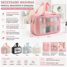 Necessaire Bolsa Feminina Grande Dupla Camada Porta Maquiagem Batons Multiuso Divisorias-322