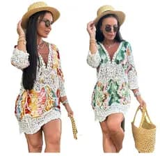 Blusão de Praia Feminina Boho Bohemian Macrame Algodão / Roupas Para usar na praia 2818