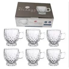 CONJUNTO SEIS XICARAS DE CAFE CHA EM VIDRO LUXO ELEGANTE DE 150ml  MODELO ANISE