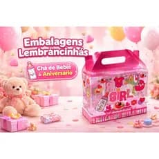 Kit 24 Embalagem Caixinha de Acetato Decorada Presente Lembracinha Chá de Bebê Aniversário 13x10x6,5cm