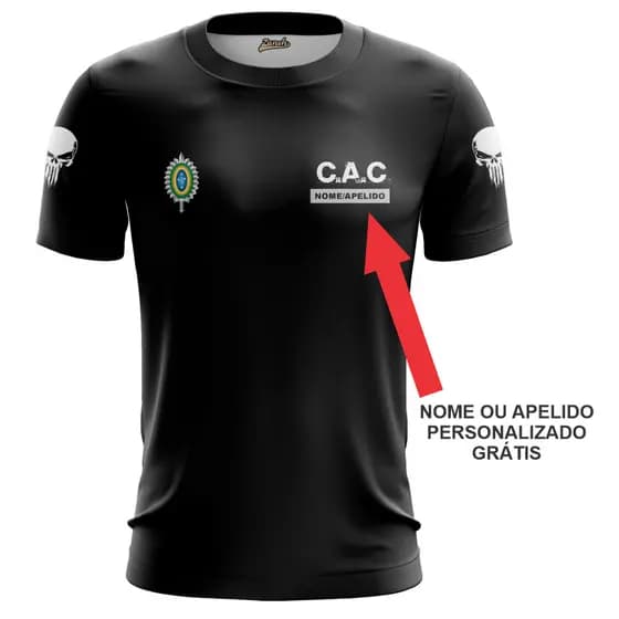 Camisa CAC ATIRADOR dryfit UV 2024 + Nome personalizado. Varias cores proteção UV (ref:01)