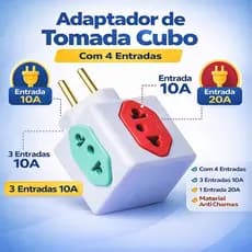 Adaptador Cubo 10A - 20A 4 Entradas Reforçado Potente - Cor Sortida
