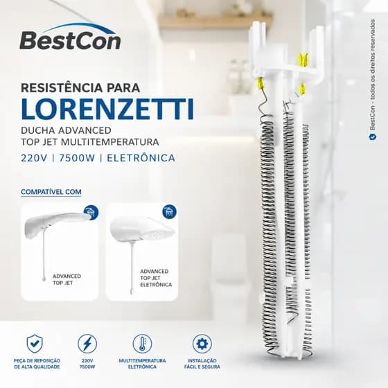 Resistência Chuveiro Lorenzetti Advanced Top Jet Eletronica 220V 7500W