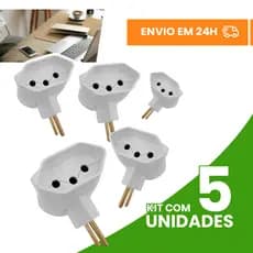 Adaptador Tripolar 10A-20A Novo Padrão de Tomada Resistente