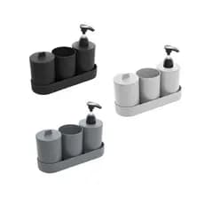 Kit para Banheiro Lavabo com Bandeja Preto ou Cinza