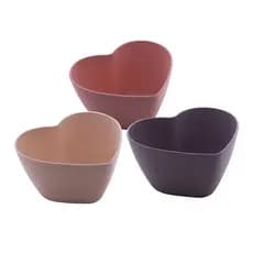 Kit com 3 Bowls Coração Lines 14cm x 7cm  PP e Bambu - Lyor