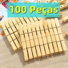 100 Prendedores Pregadores Roupa Bambu Alta Durabilidade