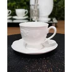 Xícara com pires Grande ou pequena de porcelana borboleta branca com detalhes Butterfly