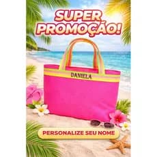 Bolsa de praia  femenina personalizada  bolsa verão com nome espaçosa grande 🩷 cor  a ser enviada rosa