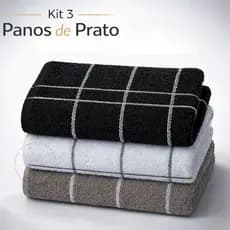 Kit 3 Pano de Copa Prato Felpudo Guardanapo Atoalhado 100% Algodão