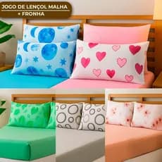 Jogo de Lençol Elástico + Fronha  Malha 100% Algodão | Solteiro, Casal, Queen Toque Macio