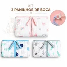 Kit 2 Paninho De Boca Prendedor de Chupeta Tecido Macio Fralda 100% algodão Papi Soft 40 X 40