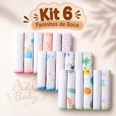 Kit 6 Paninhos de Boca Paninho Fralda 100% Algodão em tecido Macio 30cmx30cm