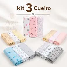 Kit 3 Manta Cueiro Flanelado Paninho Algodão Enrolar Bebê Forrar Charutinho Versátil Estampado Neném