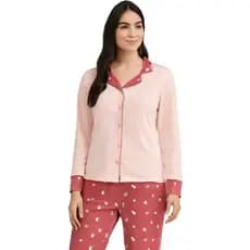 Pijama Americano De Frio Adulto Inverno Quentinho Longo Feminino Peluciado