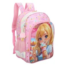 Mochila Escolar Infantil Menina Rosa Com Alças Reguláveis Volta As Aulas