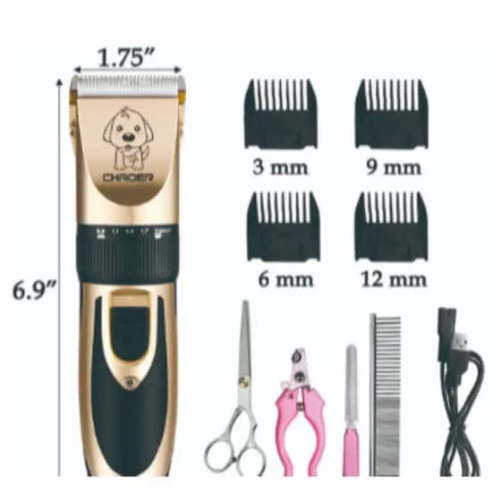 Kit Máquina Para Tosar Pet + Tesoura + Pente + Lixa Máquina Profissional Para Cachorro & Gato