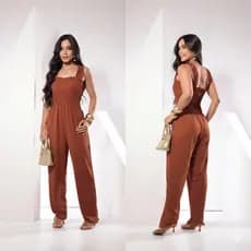 Macacão Feminino Longo com alça Elegante moda feminina tendência Veste do P ao G
