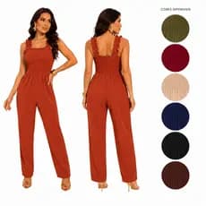 Macacão Feminino Longo com Alça Elegante Tecido Premium Moda Feminina