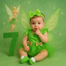 Jardineira Saia Tule Body Tinker Bell Glitter Com Laço de Cabelo Fantasia Fada Fadinha Mesversário