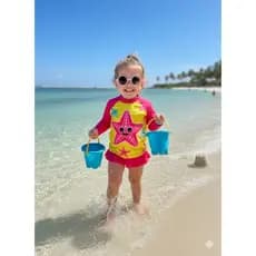 Biquíni Camisa Manga Longa Infantil Uv Natação Menina Praia Verão Moda Estampas Variadas Coloridas