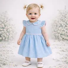Vestido Infantil Bebê Florido Princesa Vintage Gola Boneca Festa Igreja Elegante Primavera Verão Luxo