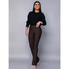 Calça Legging Bailarina Flare Zero Transparência Levanta Bumbum Cós Alto 10cm Boca de Sino Casual ou Academia