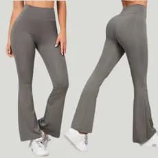 Kit 2 Calça Legging Flare Feminina Bailarina Suplex Boca de Sino Cintura Alta zero transparencia
