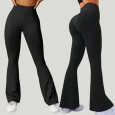 Kit 2 Calça Legging Flare Bailarina Zero Transparência Feminina Cintura Alta