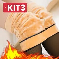 Kit 3 Meia-Calça Térmica Forrada Peluciada Translúcida De Lã Quente Feminina Para Inverno