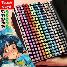 24/36/48/60/80/100 Cores Kit Marcador Ponta Dupla Caneta Colorida Profissional Para Arte/Desenho/Material Escolar