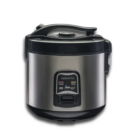 Panela Elétrica De Arroz Legumes Inox 6 Xícaras 127V 400W Agratto Visor De Vidro Antiaderente PAI6X