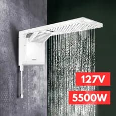 Chuveiro Ducha Elétrico Acqua Duo 127V 5500w Branco Lorenzetti Jato Direcionável Elegante Banho