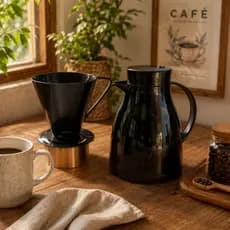 Kit Garrafa Térmica Bule Suporte Coador De Café