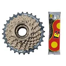 KIT Roda Livre Catraca Index Rosca Mtb 7 Velocidades 14-28 + Corrente