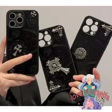 capa celular de couro Chrome Hearts 3D Anti-Impacto capinha iphone 14 13 11 12 15 16 promax Avançado luxo capinha celuar