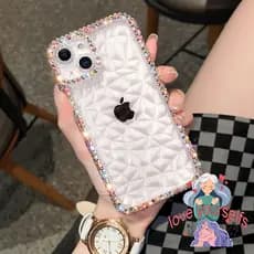 capa de celular nova com luxo 3D Glitter Diamante capinha iPhone 16 13 12 11 14 15 Pro Max padrão de diamante 3d Brilhante Flexível à prova de choque case