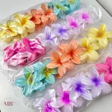 Kit 3/6/12 Presilhas de Cabelo Flor Piranha Grampo Primavera Colorido Acrílico Grande 8cm