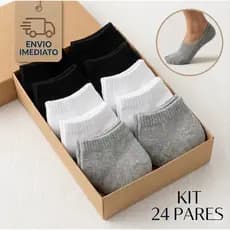 Kit Até 24 Pares de Meias Soquetes Confortaveis Para o Dia a Dia Masculino Feminino Unissex