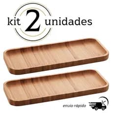 Kit 2 Petisqueira Bandeja Hire Retangular De Bambu Lyor 28 x 11 cm