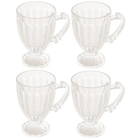 Kit 4 Xícaras para Chá de Cristal  Imperial 200ml Lyor