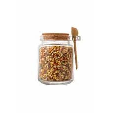 Pote de Vidro com Colher em Bambu e Tampa Rolha 240ml Lyor - Saleiro e Porta Condimento