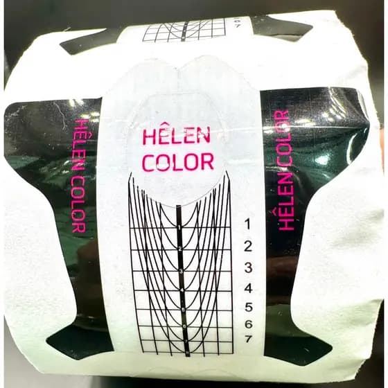 Molde Adesivo para Unhas em Gel c/ 100 Helen Color Alongamento de Unhas em Gel Manicure Profissional Preto e Branco.