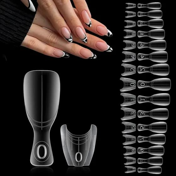 Molde Sanduíche Formas De Unhas Duplas 240 Pçs  Extensões Caixão Amêndoa Molde Superior Inferior Novo - Helen Color