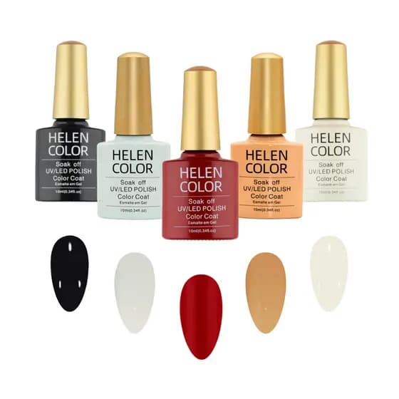 Kit 5 Esmaltes em Gel Helen Color UvLed Manicure 50ml