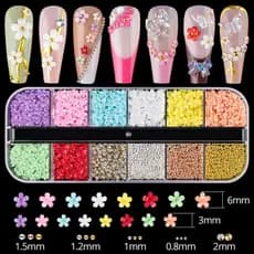 Kit Flores 3D/5D para Nail Art Decoração de Unhas Coloridas em Relevo para Manicure Profissional
